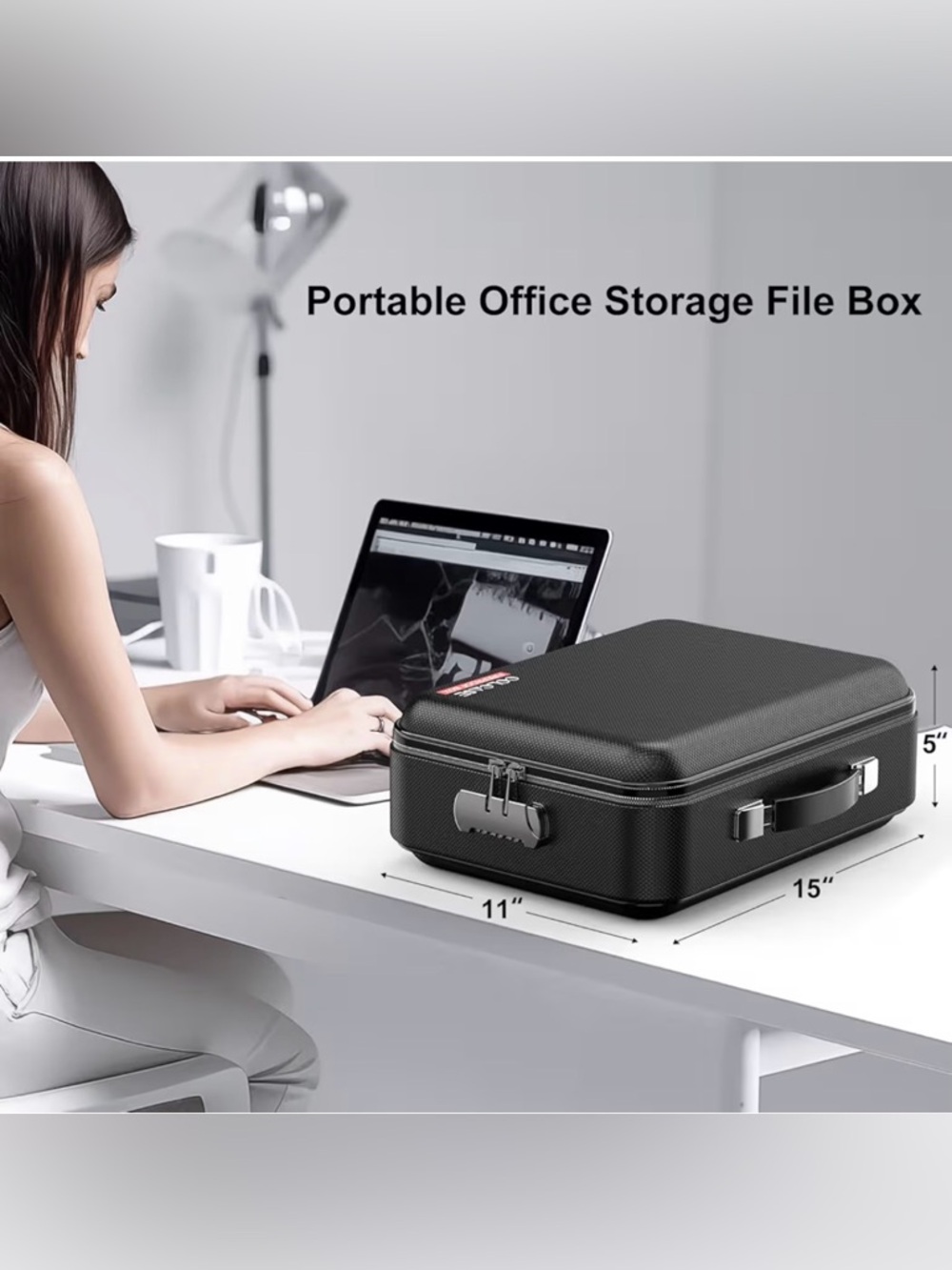 COLOCASE Black Hard Box Fireproof Document Organizer - Picture 6 of 8